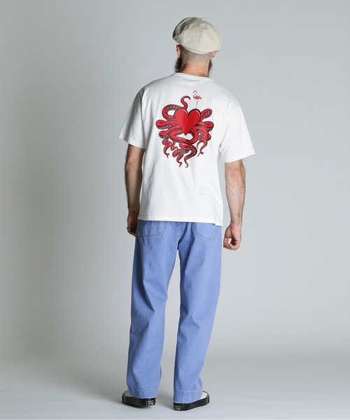 schott（ショット）の「Schott/ショット/HEART OCTOPUS T-SHIRT/ハートオクトパス Tシャツ（Tシャツ/カットソー・メンズ・ネイビー/ブラック/ホワイト・M/L/2XL/XL）」の6枚目の写真