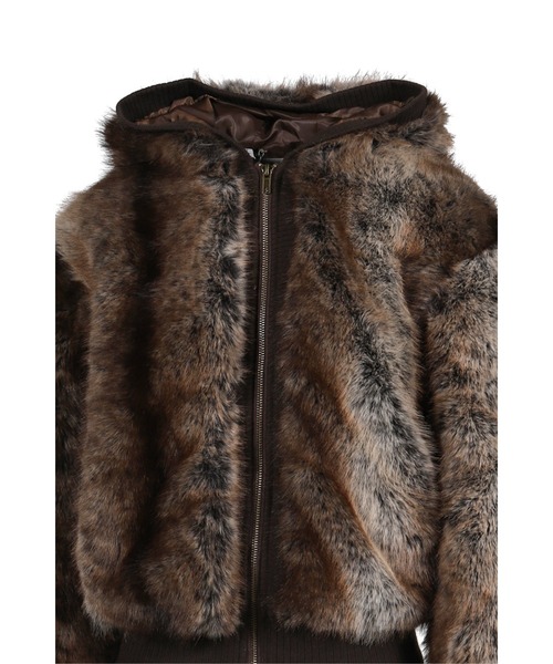 Jaded London(ジェイデッドロンドン)の「FAUX MINK ZIP THROUGH JACKET(その他アウター・レディース・ブラウン・X-SMALL/SMALL)」の2枚目の写真