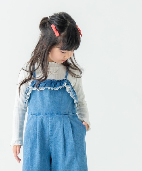 AIMABLE(エマーブル)の「フレアサロペット(サロペット/オーバーオール・キッズ・サックスブルー/グレー・100/140/130/120/110)」の1枚目の写真