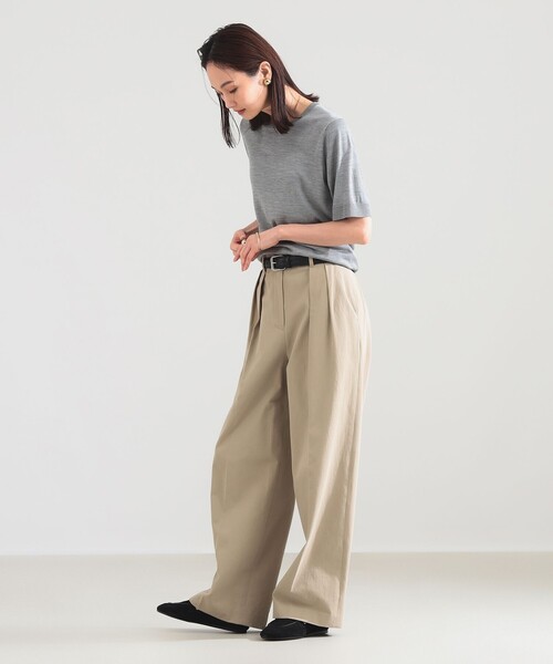 Demi-Luxe BEAMS（デミルクス ビームス）の「【8/6値下げ】シルク ハーフスリーブ プルオーバー（ニット/セーター・レディース・ネイビー/グレー・ONE SIZE）」の9枚目の写真