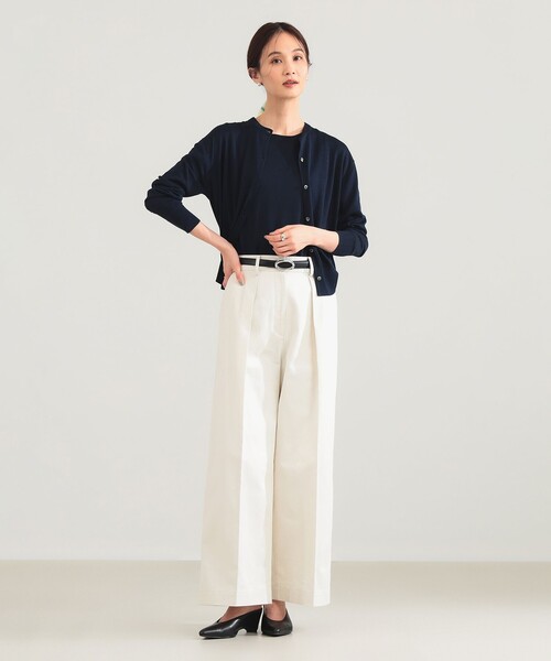 Demi-Luxe BEAMS(デミルクス ビームス)の「シルク ハーフスリーブ プルオーバー(ニット/セーター・レディース・ネイビー/グレー・ONE SIZE)」の7枚目の写真