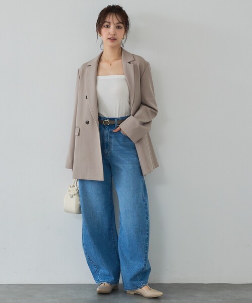 abahouse mavie(アバハウスマヴィ)の「【総裏】ダブルジャケット/フリーサイズ/春アウター/長袖/春服(テーラードジャケット・レディース・ベージュ/グレー/ブラック・フリー)」の21枚目の写真