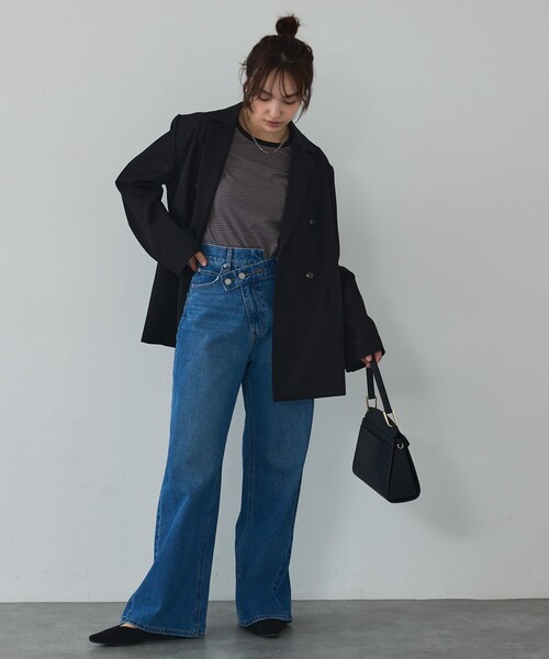 abahouse mavie(アバハウスマヴィ)の「【総裏】ダブルジャケット/フリーサイズ/春アウター/長袖/春服(テーラードジャケット・レディース・ベージュ/グレー/ブラック・フリー)」の10枚目の写真