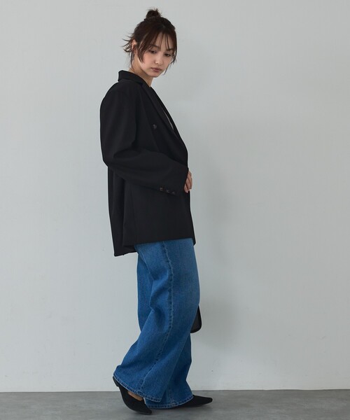 abahouse mavie(アバハウスマヴィ)の「【総裏】ダブルジャケット/フリーサイズ/春アウター/長袖/春服(テーラードジャケット・レディース・ベージュ/グレー/ブラック・フリー)」の11枚目の写真