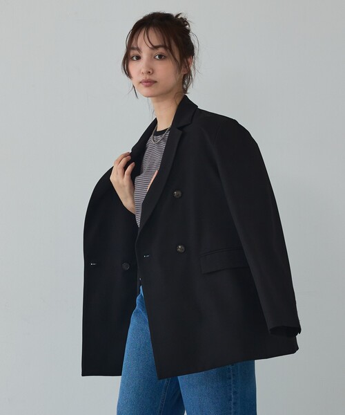 abahouse mavie(アバハウスマヴィ)の「【総裏】ダブルジャケット/フリーサイズ/春アウター/長袖/春服(テーラードジャケット・レディース・ベージュ/グレー/ブラック・フリー)」の16枚目の写真