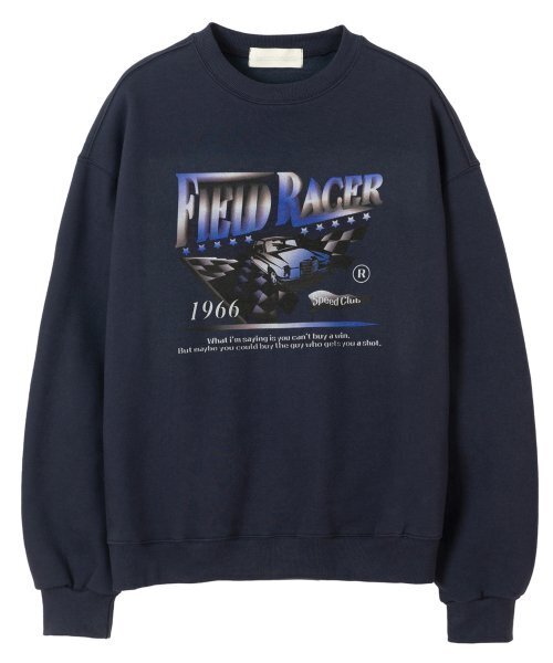 SECONDMONO(セカンドモノローグ)の「フィールドレーサーグラフィックオーバーサイズスウェットシャツネイビー SETS015NAVY(スウェット・メンズ・その他・M/L/S)」の1枚目の写真