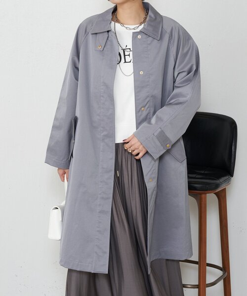 Jena espace merveilleux（ジェナ　エスパスメルヴェイユ）の「【着方で変わる】2WAYスタンドネックコート（ステンカラーコート・レディース・グレー/ライトベージュ・FREE）」の8枚目の写真