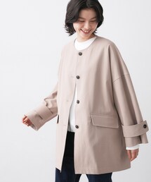 Dessin（デッサン）の「【花粉ガード 撥水加工 洗える】クルーネックスプリングコート（ノーカラーコート）」