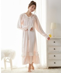 nissen（ニッセン）の「胸元レースセクシールームロングネグリジェ（ルームワンピース）」