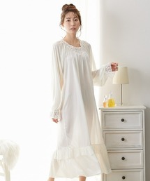 nissen（ニッセン）の「胸元レースセクシールームロングネグリジェ（ルームワンピース）」