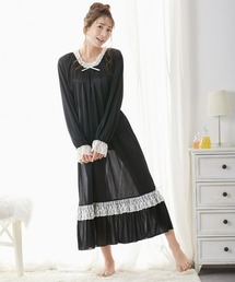 nissen（ニッセン）の「胸元レースセクシールームロングネグリジェ（ルームワンピース）」