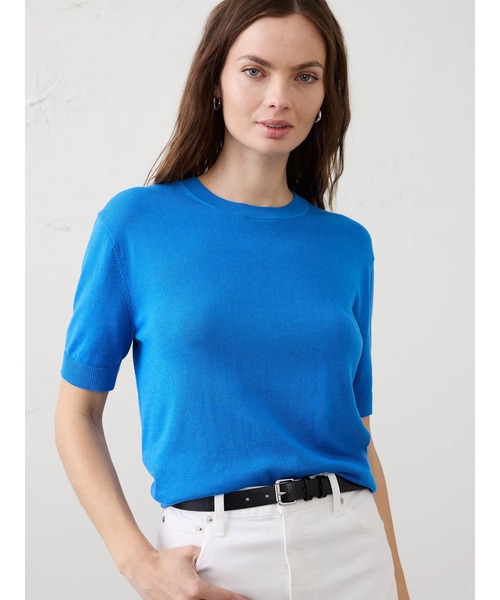 BANANA REPUBLIC FACTORY STORE(バナナリパブリック ファクトリーストア)の「BANANA REPUBLIC FACTORY STORE FOREVER ショートスリーブ セーター(ニット/セーター・レディース・ライトブルー/ライラック/ホワイト/ネイビー/ブラック/ブルー/レッド/キャメル/ブラウン・L/M/XS/S)」の6枚目の写真
