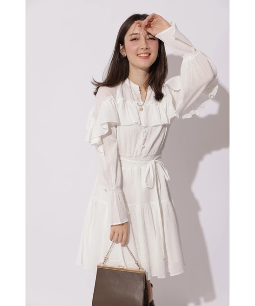 Apuweiser-riche（アプワイザーリッシェ）の「楊柳コットンティアードミニワンピース（ワンピース・レディース・オフホワイト/ブルーグレー・2/1）」の2枚目の写真