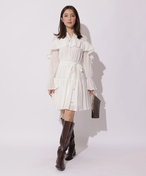 Apuweiser-riche（アプワイザーリッシェ）の「楊柳コットンティアードミニワンピース（ワンピース・レディース・オフホワイト/ブルーグレー・2/1）」の6枚目の写真