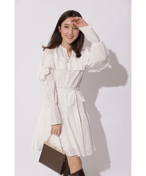 Apuweiser-riche（アプワイザーリッシェ）の「楊柳コットンティアードミニワンピース（ワンピース・レディース・オフホワイト/ブルーグレー・2/1）」の10枚目の写真