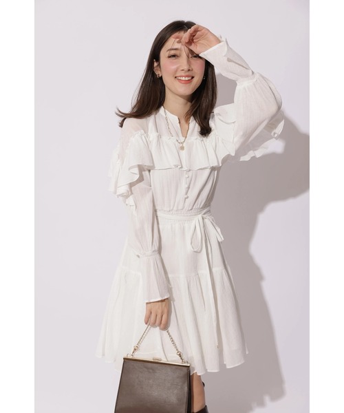 Apuweiser-riche（アプワイザーリッシェ）の「楊柳コットンティアードミニワンピース（ワンピース・レディース・オフホワイト/ブルーグレー・2/1）」の11枚目の写真