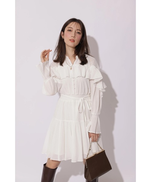 Apuweiser-riche（アプワイザーリッシェ）の「楊柳コットンティアードミニワンピース（ワンピース・レディース・オフホワイト/ブルーグレー・2/1）」の12枚目の写真