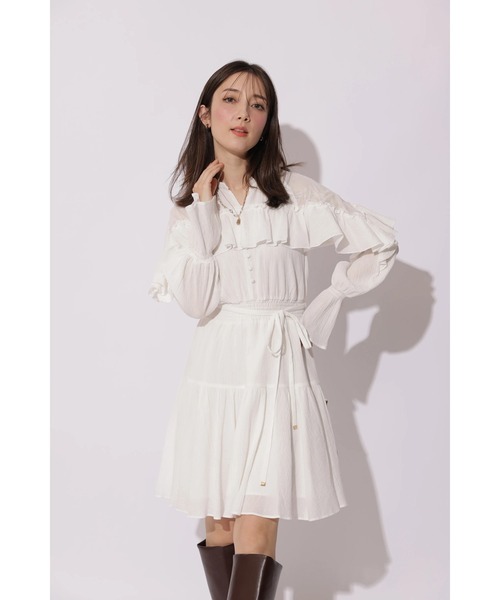 Apuweiser-riche（アプワイザーリッシェ）の「楊柳コットンティアードミニワンピース（ワンピース・レディース・オフホワイト/ブルーグレー・2/1）」の14枚目の写真