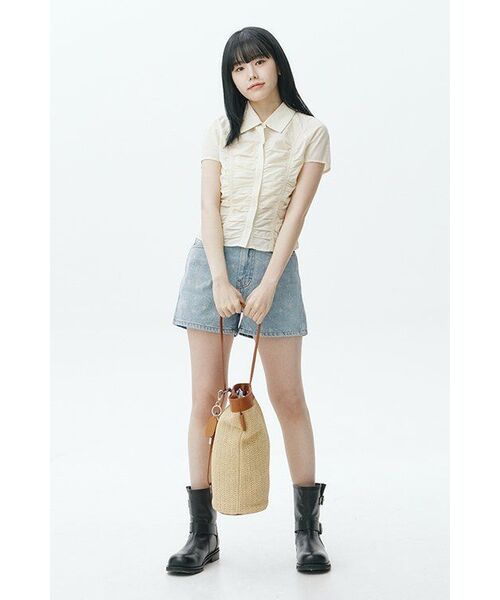 MUSINSA STANDARD WOMAN（ムシンサスタンダードウーマン）の「ウィメンズフロントシャーリング半袖シャツ[ライトベージュ]（シャツ/ブラウス・レディース・その他・LARGE/MEDIUM/SMALL/X-SMALL/X-LARGE）」の8枚目の写真