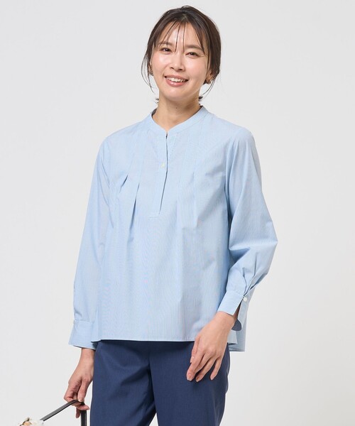 J.PRESS Ladies(J.プレス レディス)の「【WEB限定カラーあり】コンパクトエステネージュ スキッパー ブラウス(シャツ/ブラウス・レディース・ピンク系1/サックスブルー系1/サックスブルー系2/ブラウン系3/ネイビー系3・XS)」の4枚目の写真