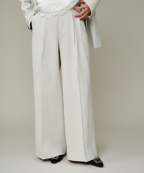 Chaos（カオス）の「Chaos(カオス)/ プラトワイドパンツ　【セットアップ可】（スラックス・レディース・ホワイト系その他/ブラック・38/36）」の8枚目の写真