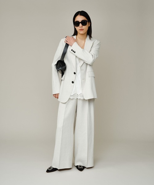 Chaos（カオス）の「Chaos(カオス)/ プラトワイドパンツ　【セットアップ可】（スラックス・レディース・ホワイト系その他/ブラック・38/36）」の4枚目の写真