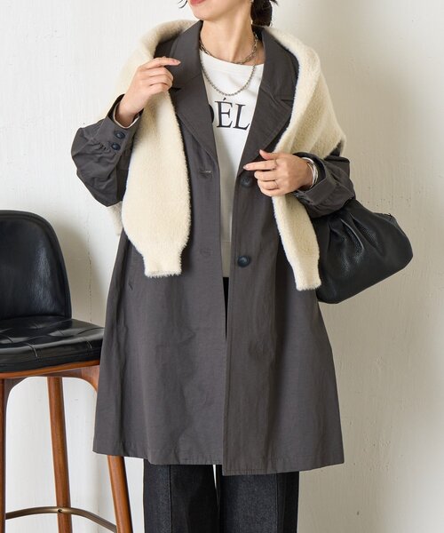 Jena espace merveilleux(ジェナ エスパスメルヴェイユ)の「【軽量/体系カバー】バックタックチェスターコート(その他アウター・レディース・チャコールグレー/ベージュ・FREE)」の2枚目の写真