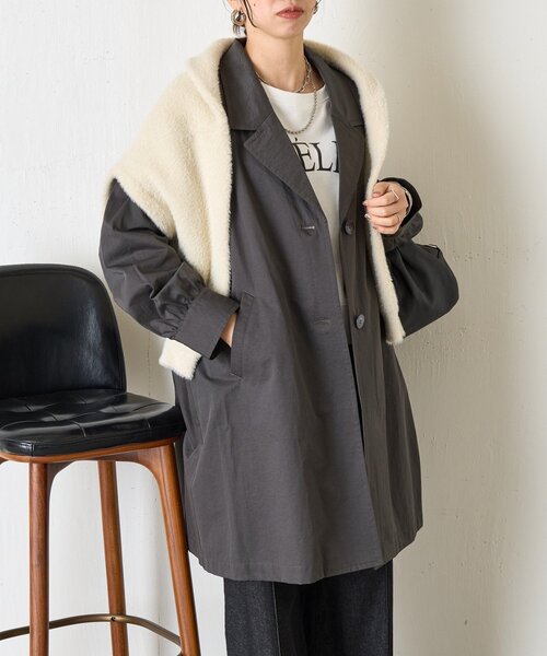 Jena espace merveilleux(ジェナ エスパスメルヴェイユ)の「【軽量/体系カバー】バックタックチェスターコート(その他アウター・レディース・チャコールグレー/ベージュ・FREE)」の8枚目の写真