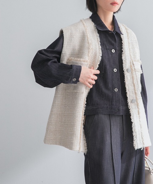 URBAN RESEARCH ROSSO WOMEN（アーバンリサーチ　ロッソ）の「デニムドルマンジャケット（デニムジャケット・レディース・オフホワイト/インディゴブルー・FREE）」の10枚目の写真