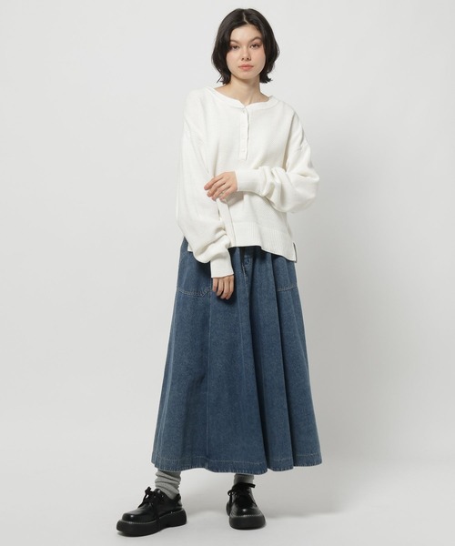 niko and...（ニコアンド）の「鹿の子ヘンリーニットプルオーバー（ニット/セーター・レディース・オフホワイト/ブラック/ネイビー・MEDIUM/LARGE）」の4枚目の写真