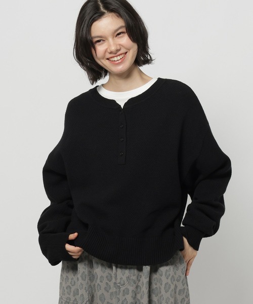 niko and...（ニコアンド）の「鹿の子ヘンリーニットプルオーバー（ニット/セーター・レディース・オフホワイト/ブラック/ネイビー・MEDIUM/LARGE）」の9枚目の写真