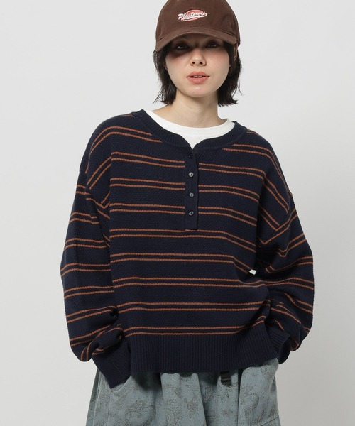 niko and...（ニコアンド）の「鹿の子ヘンリーニットプルオーバー（ニット/セーター・レディース・オフホワイト/ブラック/ネイビー・MEDIUM/LARGE）」の12枚目の写真