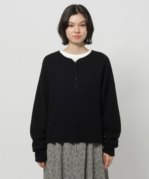 niko and...（ニコアンド）の「鹿の子ヘンリーニットプルオーバー（ニット/セーター・レディース・オフホワイト/ブラック/ネイビー・MEDIUM/LARGE）」の14枚目の写真