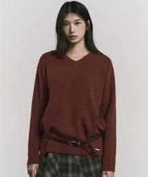 [ESSENTIAL] CLASSICAL SOFT V SWEATER_BRICK RED