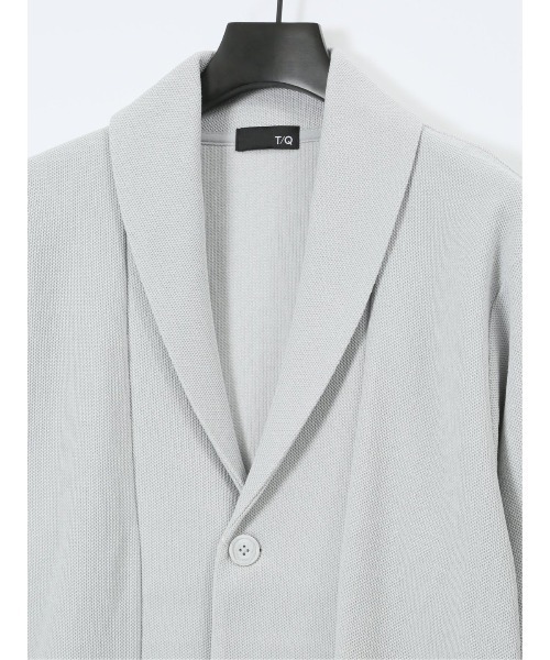 TAKA-Q（タカキュー）の「【イージーケア 羽織り】タカキュー 綿混鹿の子 ショールカーディガン（カーディガン/ボレロ・メンズ・ライトグレー/ネイビー・LARGE/X-LARGE/MEDIUM）」の7枚目の写真