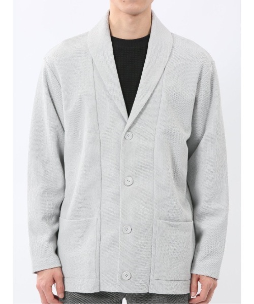 TAKA-Q（タカキュー）の「【イージーケア 羽織り】タカキュー 綿混鹿の子 ショールカーディガン（カーディガン/ボレロ・メンズ・ライトグレー/ネイビー・LARGE/X-LARGE/MEDIUM）」の11枚目の写真