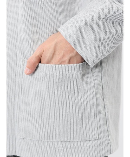 TAKA-Q（タカキュー）の「【イージーケア 羽織り】タカキュー 綿混鹿の子 ショールカーディガン（カーディガン/ボレロ・メンズ・ライトグレー/ネイビー・LARGE/X-LARGE/MEDIUM）」の14枚目の写真