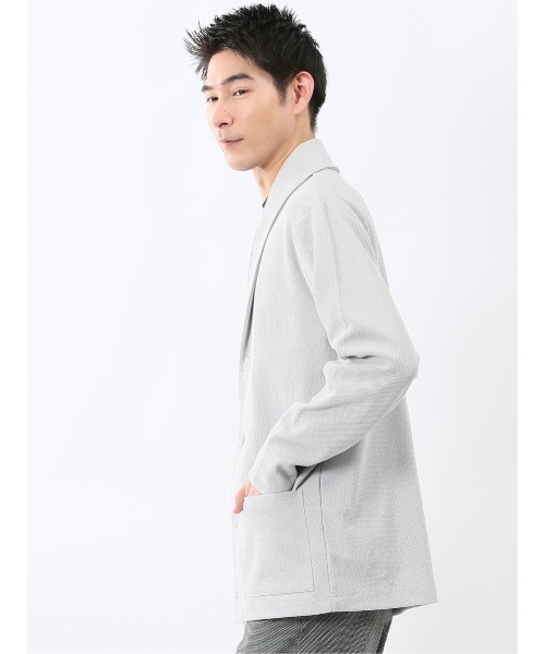 TAKA-Q（タカキュー）の「【イージーケア 羽織り】タカキュー 綿混鹿の子 ショールカーディガン（カーディガン/ボレロ・メンズ・ライトグレー/ネイビー・LARGE/X-LARGE/MEDIUM）」の15枚目の写真
