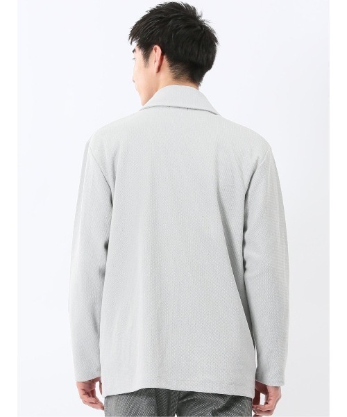 TAKA-Q（タカキュー）の「【イージーケア 羽織り】タカキュー 綿混鹿の子 ショールカーディガン（カーディガン/ボレロ・メンズ・ライトグレー/ネイビー・LARGE/X-LARGE/MEDIUM）」の16枚目の写真