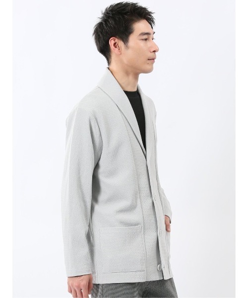 TAKA-Q（タカキュー）の「【イージーケア 羽織り】タカキュー 綿混鹿の子 ショールカーディガン（カーディガン/ボレロ・メンズ・ライトグレー/ネイビー・LARGE/X-LARGE/MEDIUM）」の17枚目の写真