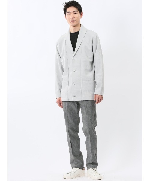 TAKA-Q（タカキュー）の「【イージーケア 羽織り】タカキュー 綿混鹿の子 ショールカーディガン（カーディガン/ボレロ・メンズ・ライトグレー/ネイビー・LARGE/X-LARGE/MEDIUM）」の18枚目の写真