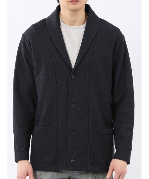 TAKA-Q（タカキュー）の「【イージーケア 羽織り】タカキュー 綿混鹿の子 ショールカーディガン（カーディガン/ボレロ・メンズ・ライトグレー/ネイビー・LARGE/X-LARGE/MEDIUM）」の20枚目の写真