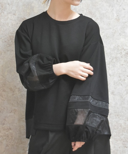 axes femme(アクシーズファム)の「ダンボールカットシア切替PO(Tシャツ/カットソー・レディース・ブラック/ミント/グレー・FREE)」の2枚目の写真
