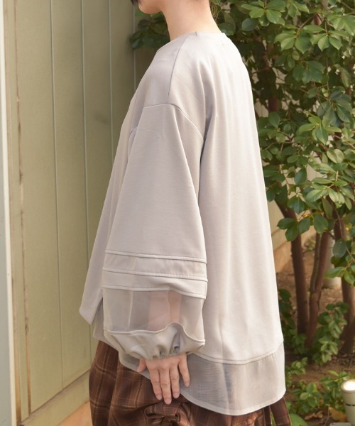 axes femme(アクシーズファム)の「ダンボールカットシア切替PO(Tシャツ/カットソー・レディース・ブラック/ミント/グレー・FREE)」の5枚目の写真
