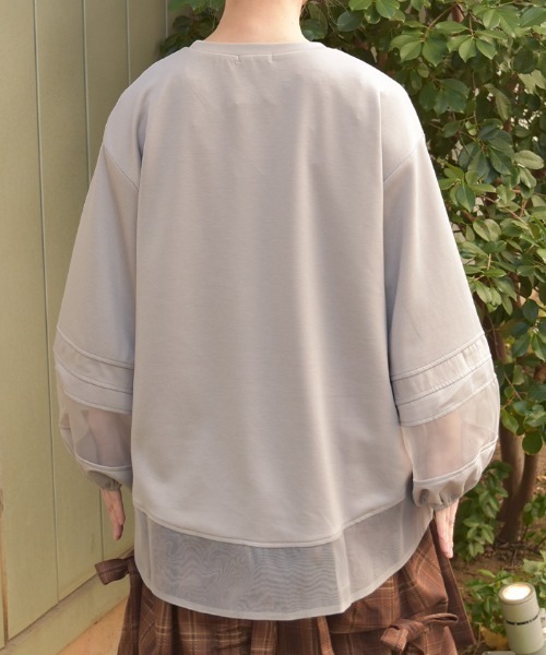 axes femme(アクシーズファム)の「ダンボールカットシア切替PO(Tシャツ/カットソー・レディース・ブラック/ミント/グレー・FREE)」の6枚目の写真