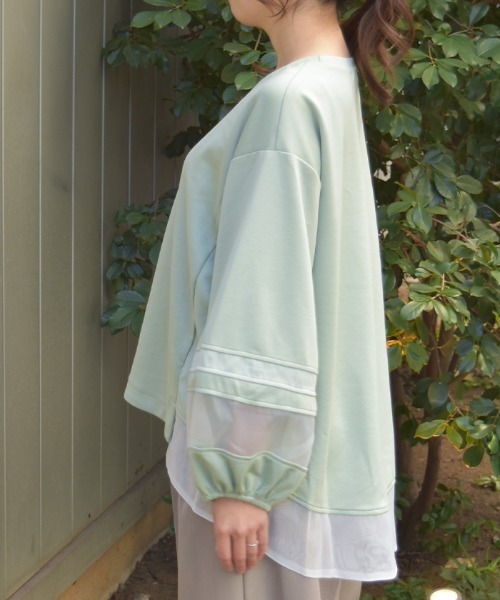 axes femme(アクシーズファム)の「ダンボールカットシア切替PO(Tシャツ/カットソー・レディース・ブラック/ミント/グレー・FREE)」の8枚目の写真