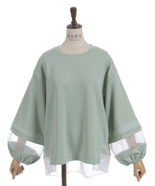 axes femme(アクシーズファム)の「ダンボールカットシア切替PO(Tシャツ/カットソー・レディース・ブラック/ミント/グレー・FREE)」の10枚目の写真