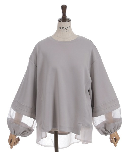 axes femme(アクシーズファム)の「ダンボールカットシア切替PO(Tシャツ/カットソー・レディース・ブラック/ミント/グレー・FREE)」の18枚目の写真