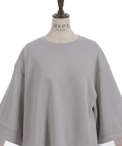 axes femme(アクシーズファム)の「ダンボールカットシア切替PO(Tシャツ/カットソー・レディース・ブラック/ミント/グレー・FREE)」の21枚目の写真