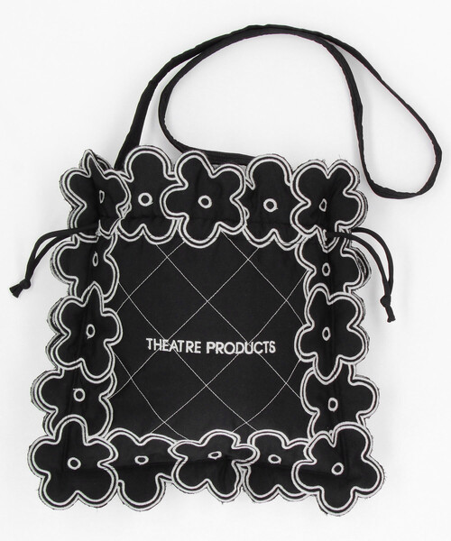 シアタープロダクツ フラワーショルダーバッグ THEATRE PRODUCTS/別注 配色ステッチ フラワー刺繍ショルダーバッグ
